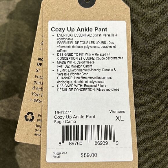 NWT prAna Cozy Up Ankle Pants Sage Camo Size XL - Picture 4 of 14